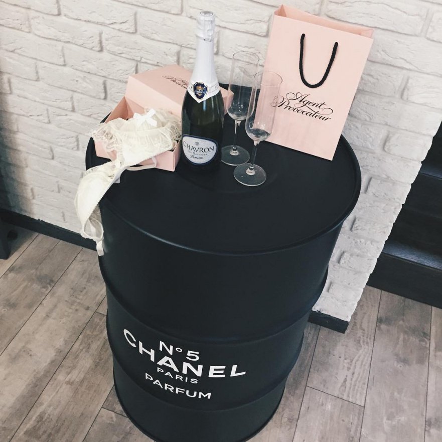 Бочка металлическая декоративная Chanel white & black M STARBARREL  092637 Белый  - Вид №2