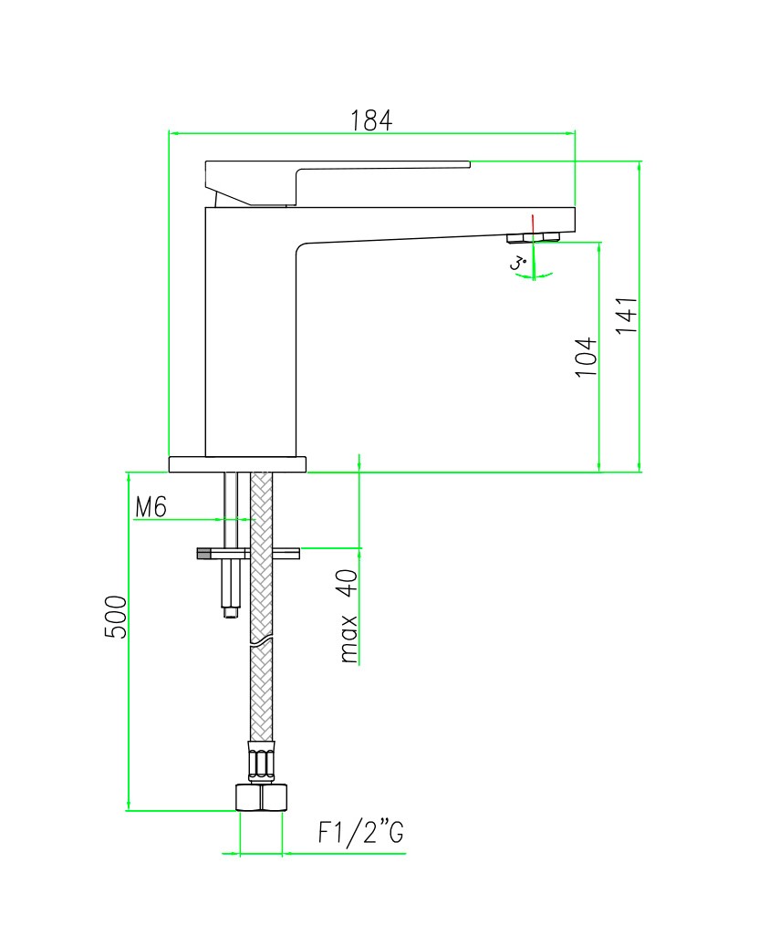 PE830102560SSE Смеситель для раковины Webert Pegaso - Вид №3