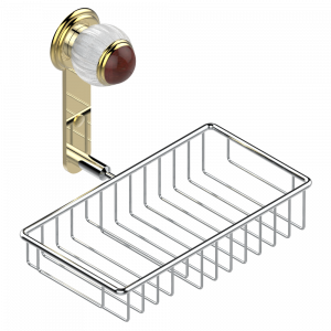 A8N-2620 Полочка комбинированная для мыла и мочалки с фланцем 240 x 130 мм Thg-paris Vogue с красной яшмой Хром/золото