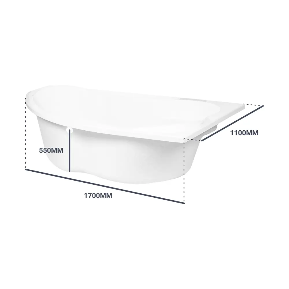 Асимметричная акриловая ванна Sensea Глоу 170x110 см 81944584 STLM-0014295 - Вид №6