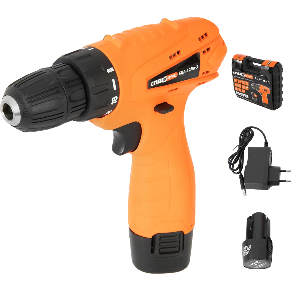 Дрель-шуруповерт аккумуляторная Спец БДА-12Ли-3, 12 В Li-Ion 2x1.3 Ач STLM-2115623