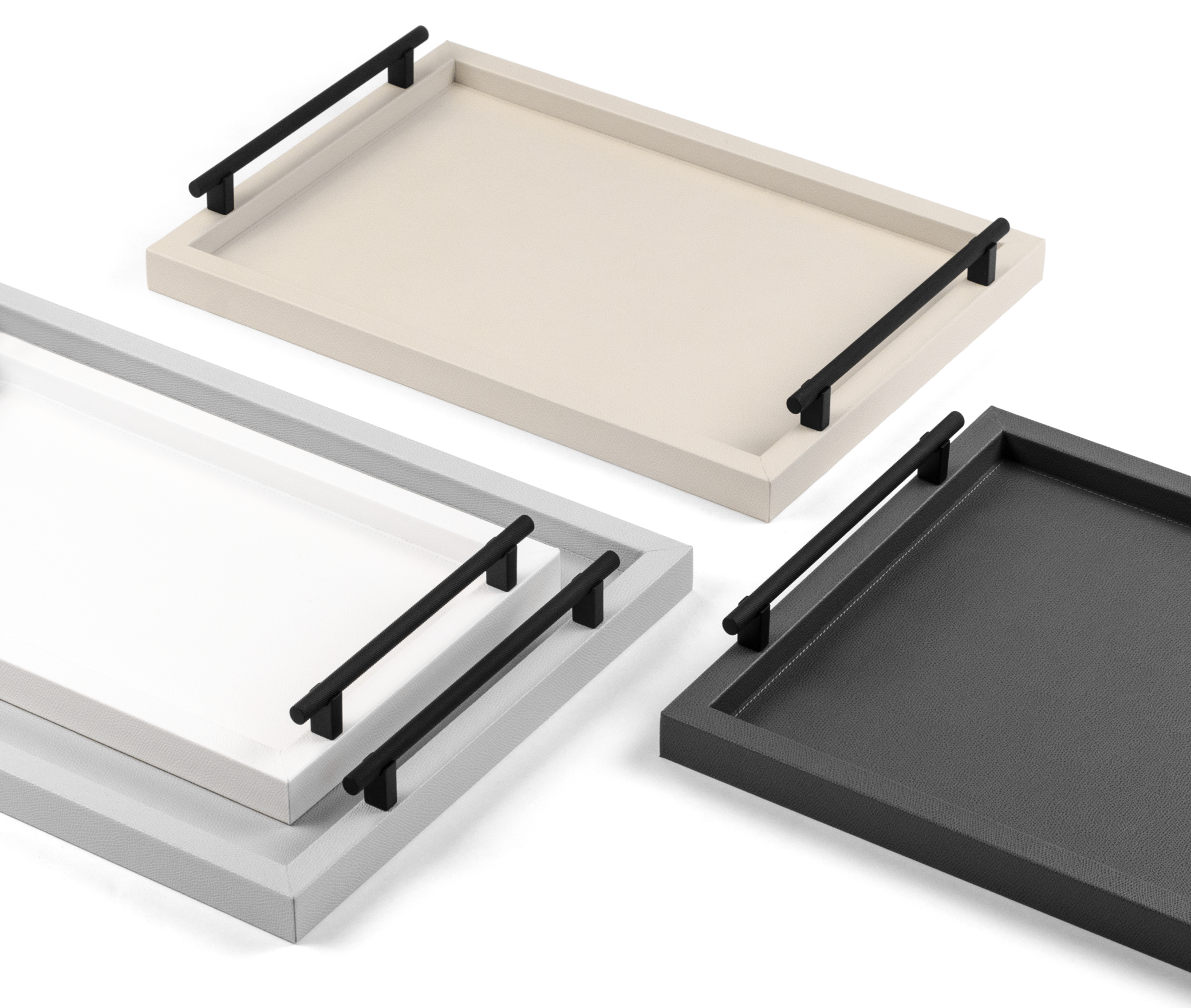 Дафне Поднос - 40X25 см/металл-финиш_вороненая-латунь/дюнная кожа_белый Pinetti G6.1900.027.000 - Вид №4