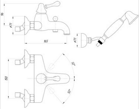 Смеситель MIGLIORE Maya ML.MAY-8902.DO для ванны/душа - золото  - Вид №2