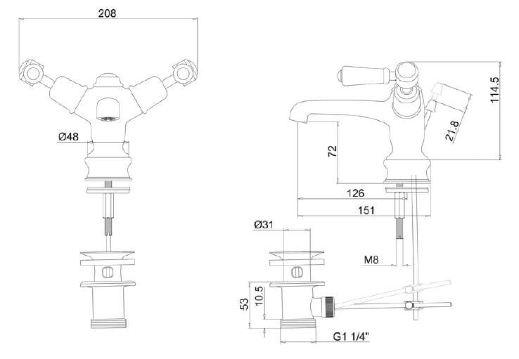Смеситель для раковины с одним отверстием Burlington KENSINGTON REGENT ARCH-00112057 - Вид №2