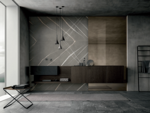 Подвесной шкаф для раковины из дуба со встроенной раковиной