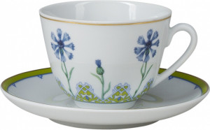 10622284 Императорский фарфоровый завод Чашка чайная с блюдцем "Небесно-голубой василек" "Весенняя" Фарфор твердый