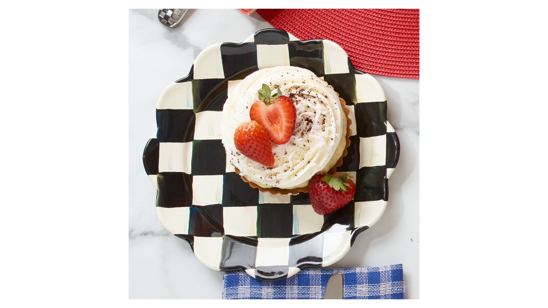 10641856 Mackenzie-Childs Тарелка "Лепесток" 20см Courtly Check Сталь  - Вид №1