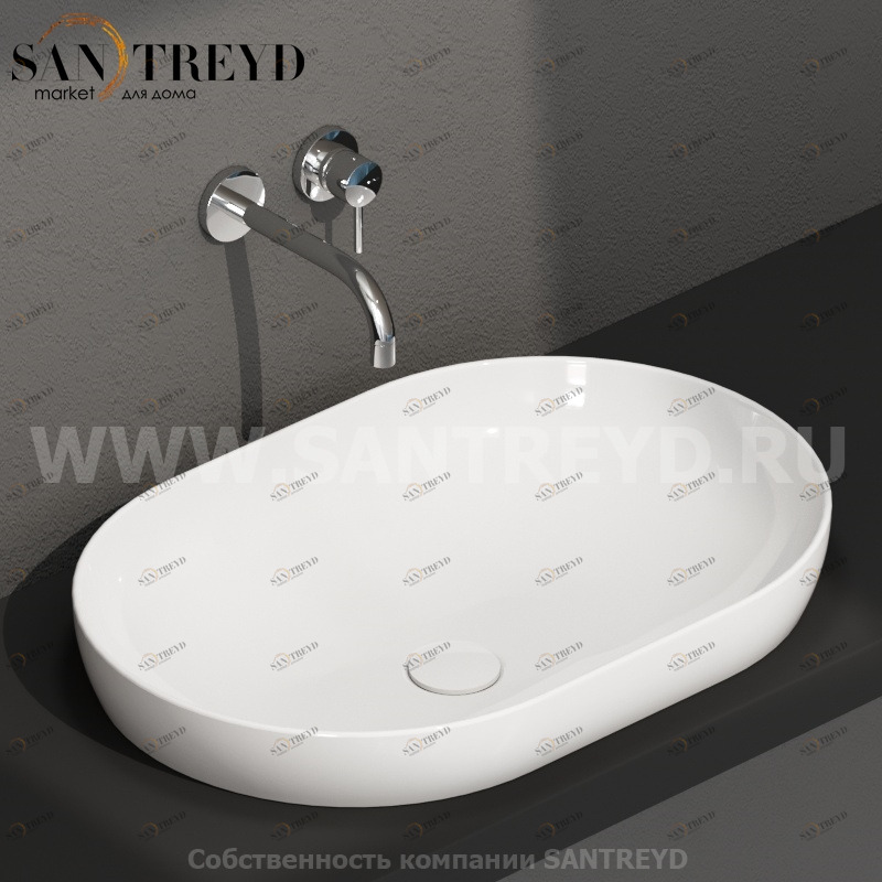 B6O61BI Встроенная раковина под столешницу овальная Ceramica Globo T-EDGE