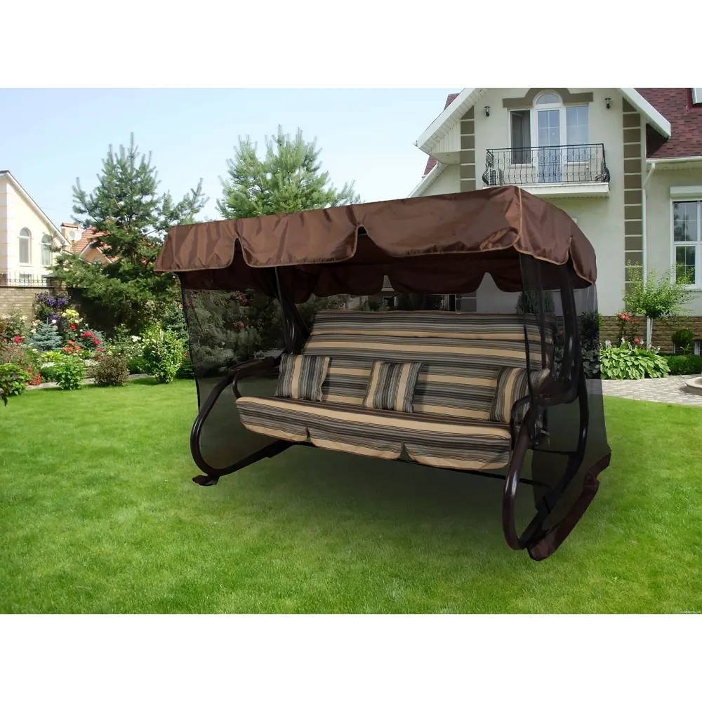 Качели садовые Greengard Атланта 4-х местные (до 400 кг) коричневый STLM-2038100 - Вид №4