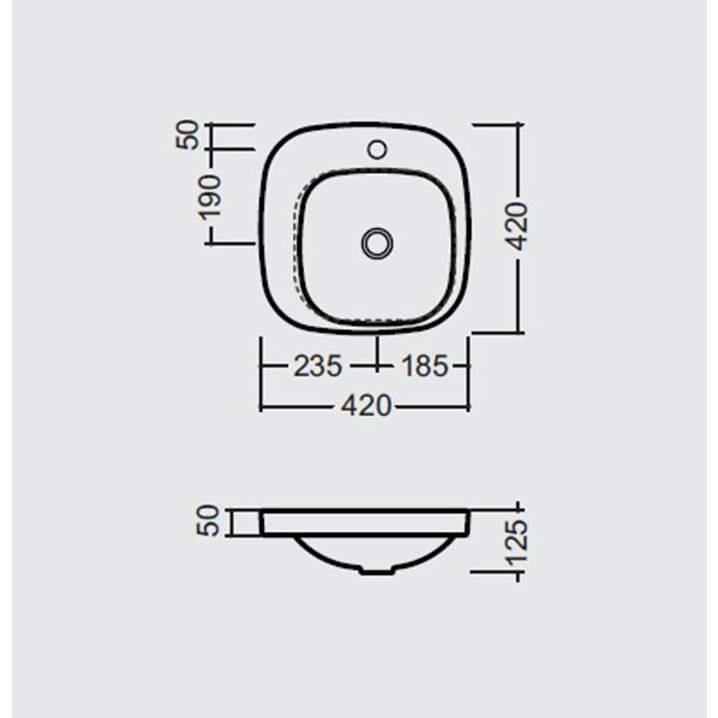 43369 Встроенная раковина под столешницу овальная Ceramica Hidra  - Вид №3