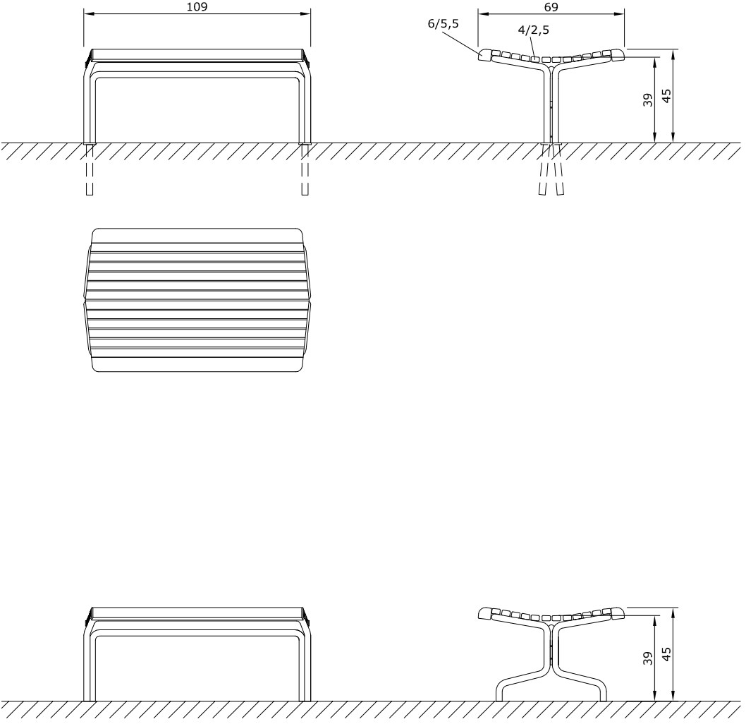Euroform W Деревянная скамейка без спинки Contour 324,326,322,323,325 - Вид №2