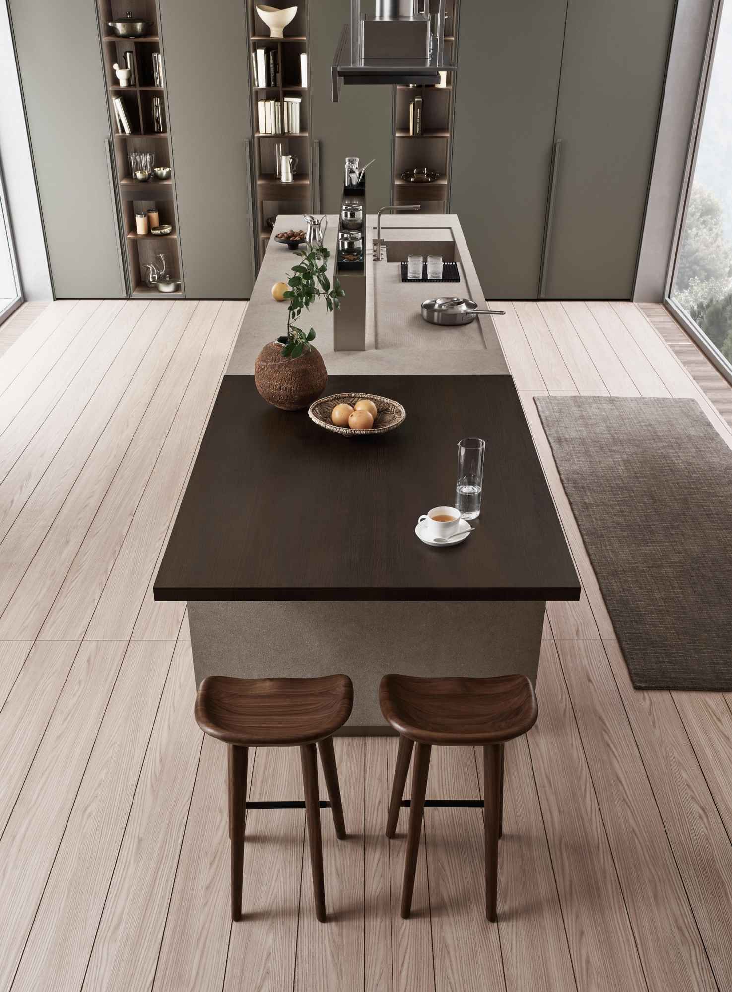 Кухня без ручек на заказ с полуостровом ERNESTOMEDA знак ARCH-00134842 - Вид №5