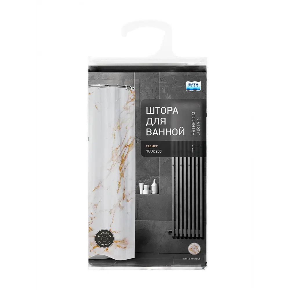 BATH PLUS Штора для ванной White Marble с мраморным узором 180x200 см 89362283 STLM-0977031 - Вид №5