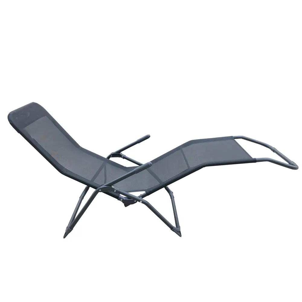 Шезлонг складной Naterial Fiesta 142x60x99 см сталь/ текстилен черный 82575553 STLM-2109425 Santreyd  - Вид №11