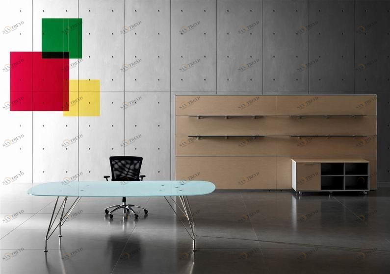 MASCAGNI Рабочий стол из нержавеющей стали и хрусталя Meeting sun-id-1500906