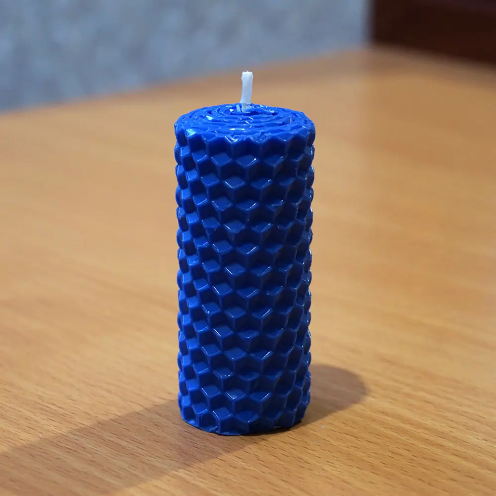 Свеча вощинная цилиндр синяя 3x6.5 см EVIS STLM-2204472 - Вид №3