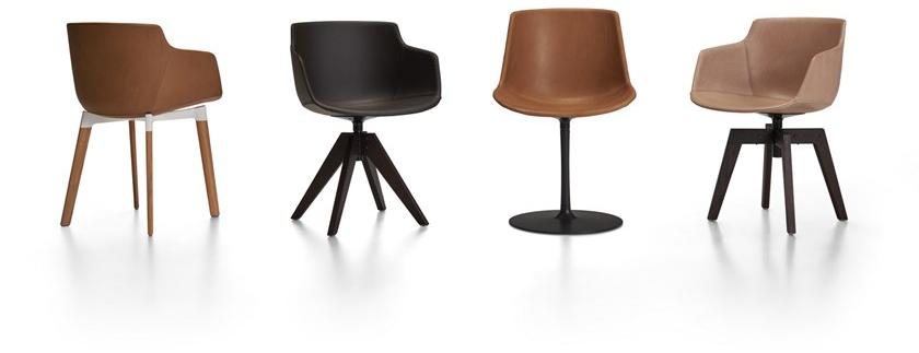 MDF Italia Кожаное вращающееся кресло на эстакаде с подлокотниками Flow sun-id-1465014 - Вид №3