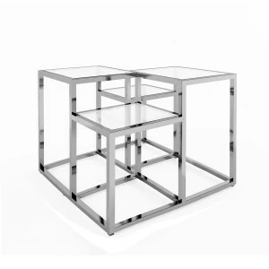 Кофейный столик со стеклянной столешницей 65х65 хром Astoria DELIGHT COLLECTION  00-3882221 Прозрачный;хром