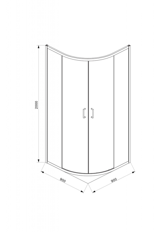 Душевое ограждение две раздвижные двери (без поддона) BLACKLINE BS090.1201B bravat  - Вид №5