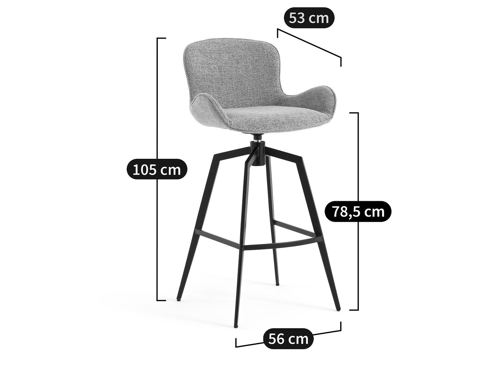 Тканевый поворотный стул со спинкой AMPM Asyar ARCH-00030958 - Вид №6