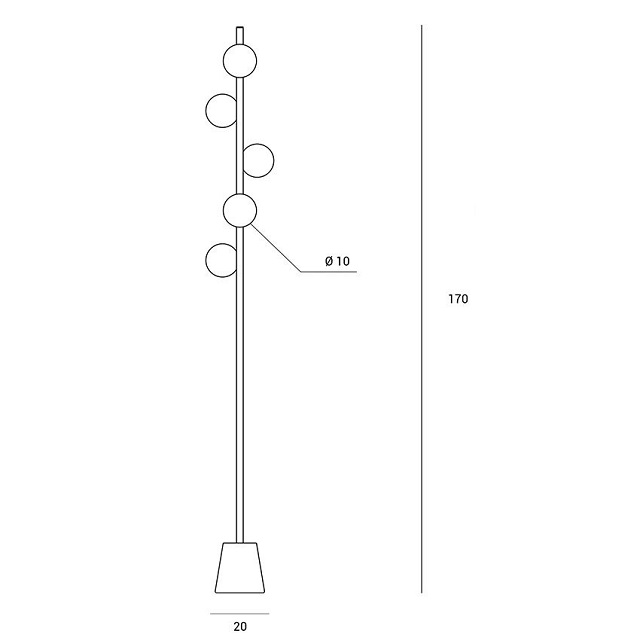 Miloox 1744.101 Торшер из металла и опалового стекла Pomì - Вид №2