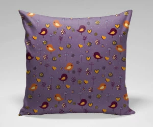 Подушка Cute by Amir Faysal ICON DESIGNE ЦВЕТЫ, ПТИЦЫ, РАСТЕНИЯ 119869 Фиолетовый