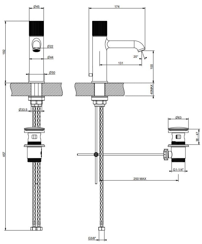 Смеситель для раковины из хромированной латуни Gessi Habito ARCH-00089833 - Вид №1