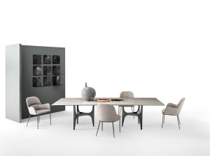 Прямоугольный обеденный стол из нержавеющей стали и SuperMarmo