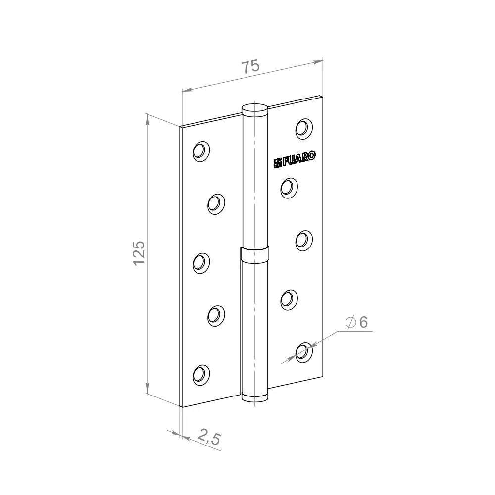 Петля карточная съемная Fuaro 125x75x2.5 мм сталь цвет черный STLM-2166135 - Вид №2