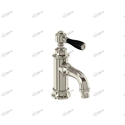 Смеситель MINI для раковины, 1 отв, ручка - левер чёрная, никель [ARC35 + ARC66 NKL] Arcade Burlington ARC35, ARC66 NKL