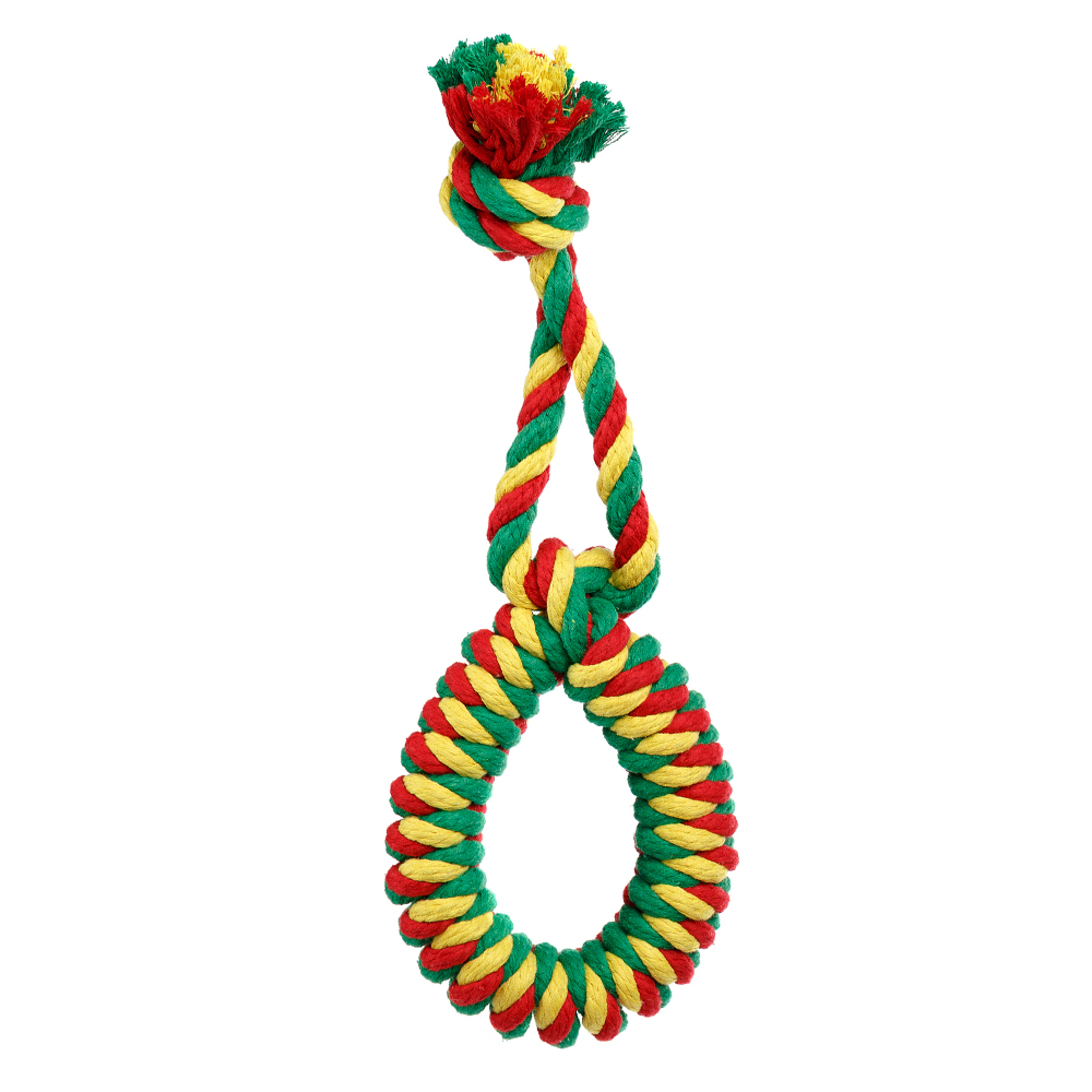 ПР0055333 Игрушка для собак Dental Knot Кольцо канатное большое (Красный-желтый-зеленый) DOGLIKE  - Вид №1