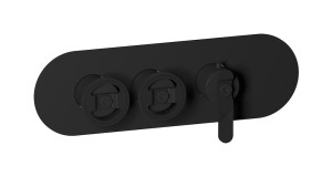 Комплект наружных частей термостата на 2 потребителей - горизонтальная овальная панель с ручками Bold WE ARE IB eua222npnb1 Matt Black Aqua