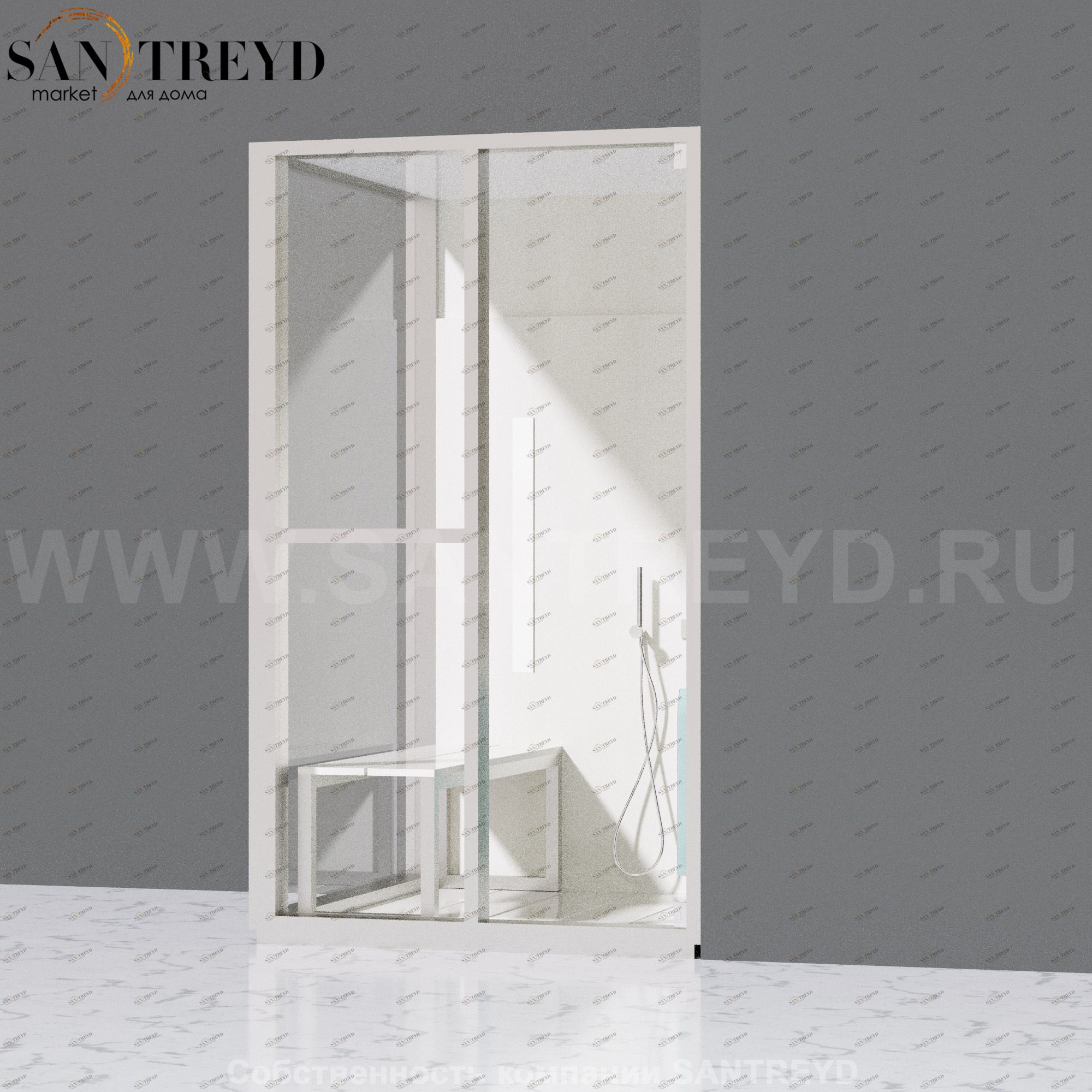 Effegibi H SMALL LO82020006 Комбинированная баня: хаммам и душ. Установка: в правый угол. Левая дверь. Мощность: 3 кВт макс. Размеры: длина 131 см, ширина 92 см. Отделка: матовый лакированный белый аллюминий и серый ламинат из керамогранита.