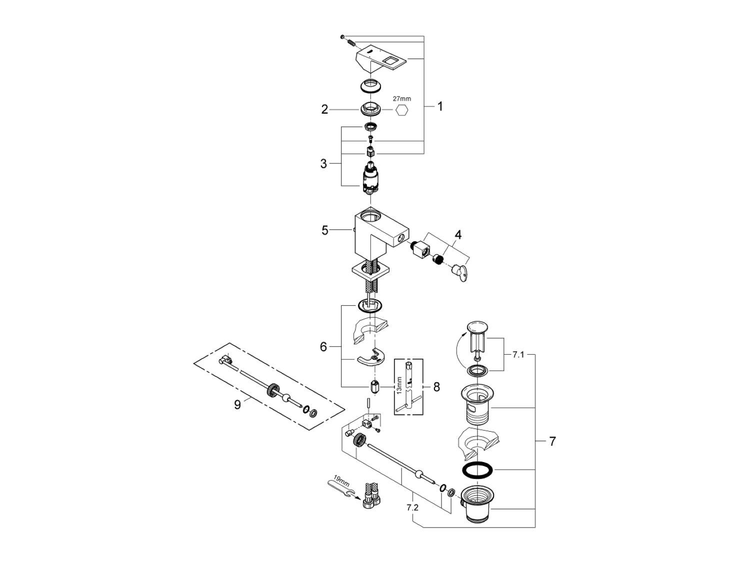Смеситель для биде с одной ручкой Grohe Eurocube ARCH-00057796 - Вид №3