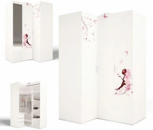 Шкаф угловой ABC-KING , гармошка Фея без зеркал (левый ) и со стразами Сваровски