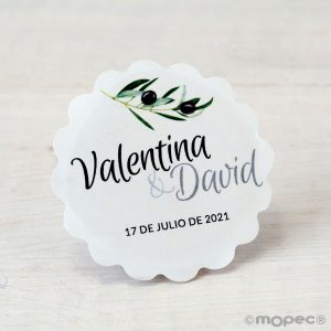 X431 PERS. 96 Клеящие этикетки пользовательские волны «оливковые ветки» Dekoraniaevents Bodas