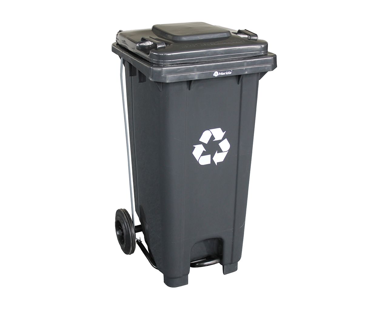 KJS412 Мусорный бак СЕРЫЙ, на колесах, с педальным управлением, 120 л, без крышки Merida 