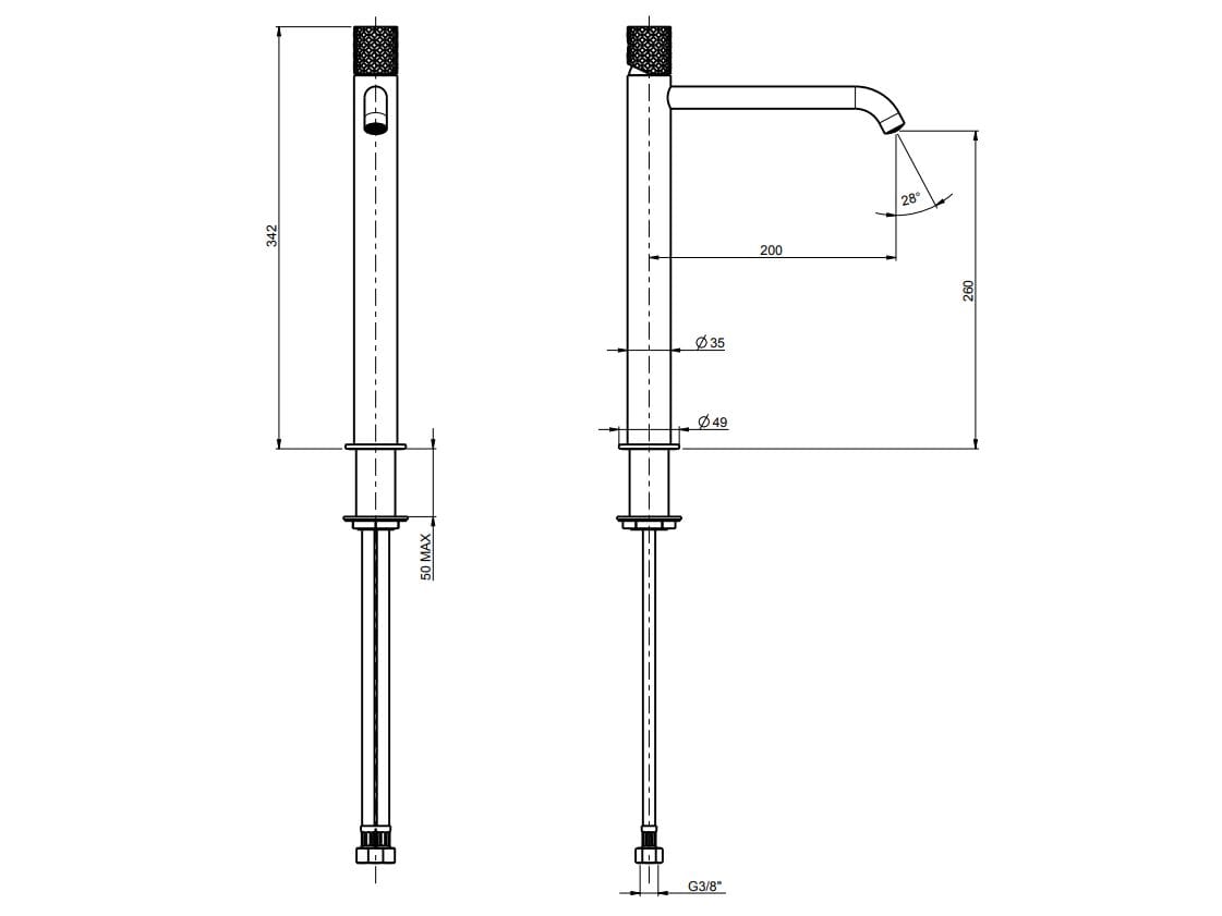 Смеситель для раковины с высоким верхом без слива Rubinetterie Frattini Pepe XLS ARCH-00056144 - Вид №6