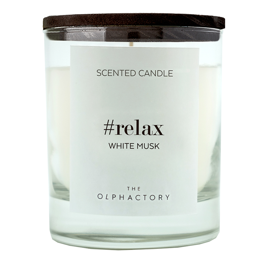 VV401MBBTO Свеча ароматическая the olphactory, relax black, Белый мускус, 40 ч Ambientair 