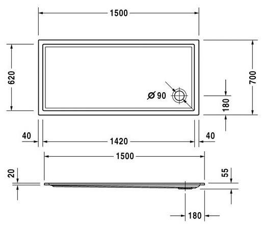 Duravit Поддон для душа прямоугольный из акрила Starck 720127 - Вид №1