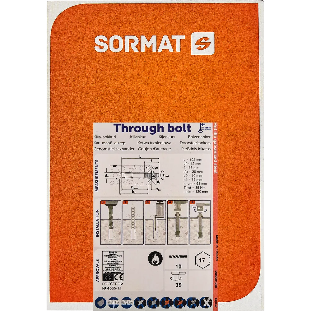 Клиновой анкер Sormat S-KAK 10/20x102 мм, 25 шт STLM-2032584 - Вид №4