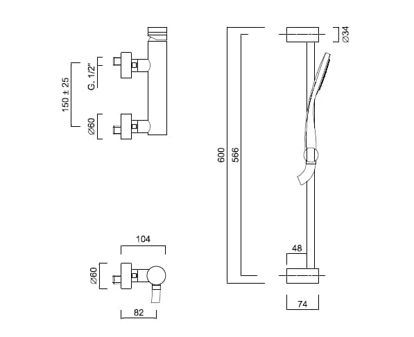 Смеситель для душа с ручным душем Rubinetteria Giulini MyRing ARCH-00151498 - Вид №2