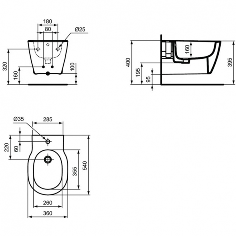 E772201 Подвесное биде с полностью скрытым креплением Ideal Standard CONNECT - Вид №4