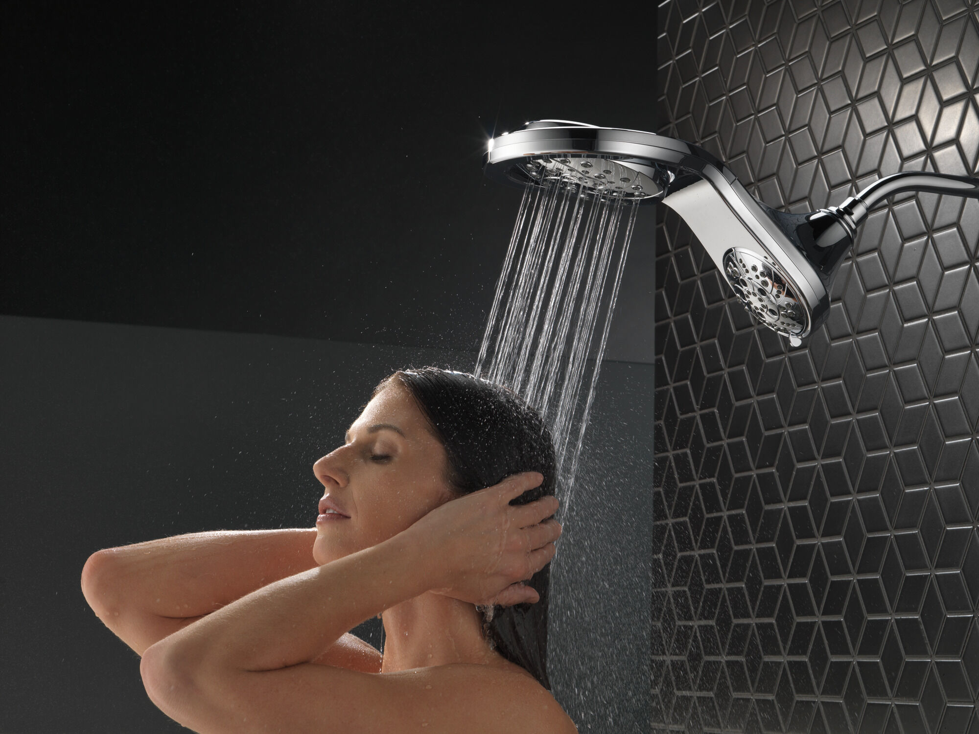 58581-25-PK HydroRain® H2Okinetic® 5-регулировочная душевая лейка два в одном Delta Faucet Universal Showering Хром  - Вид №6