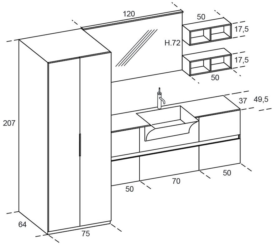 RAB Arredobagno Постирочный шкаф с раковиной для стиральной машины Thai sun-id-1375532 - Вид №7