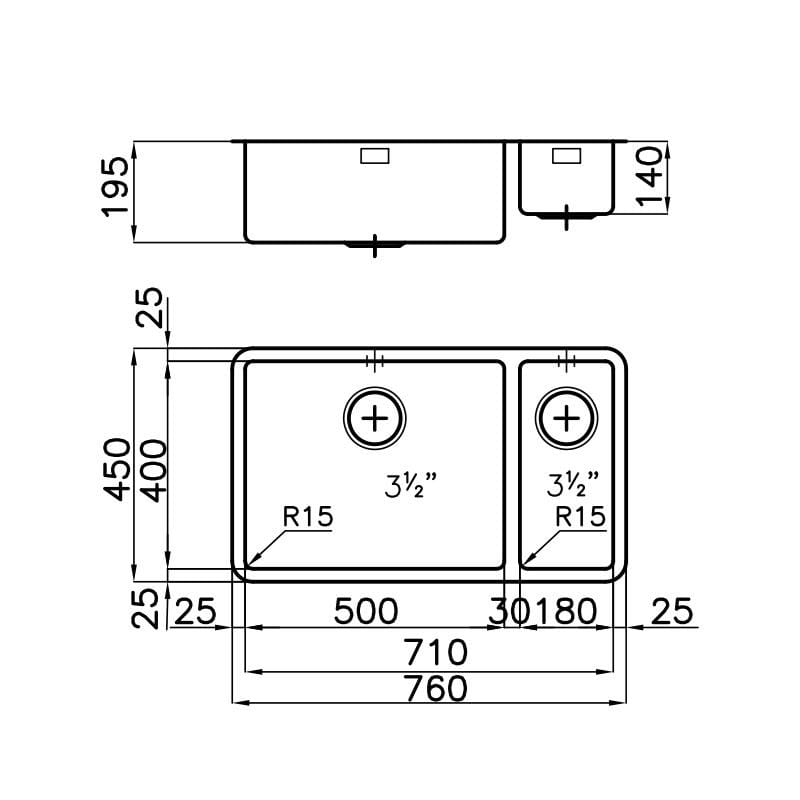 Раковина из нержавеющей стали с одной и половиной ванны Foster Ke ARCH-00024876 - Вид №1