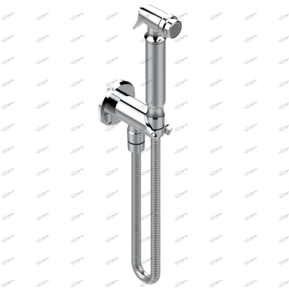 A59-5840/9 Комплект для гигиенического душа: лейка с клапаном, усиленный шланг 1,25м и вывод для шланга со встроенным защитным остановом Thg-paris Tradition cristal Хром A59 5840/9 A02 CAT.A