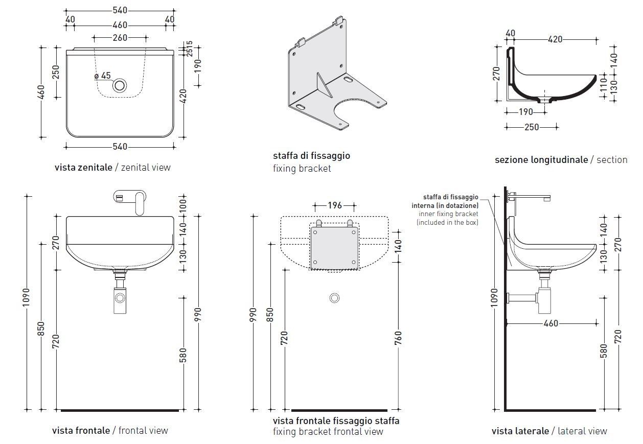 Керамическая квадратная подвесная раковина Ceramica Flaminia Plate ARCH-00042547 - Вид №1