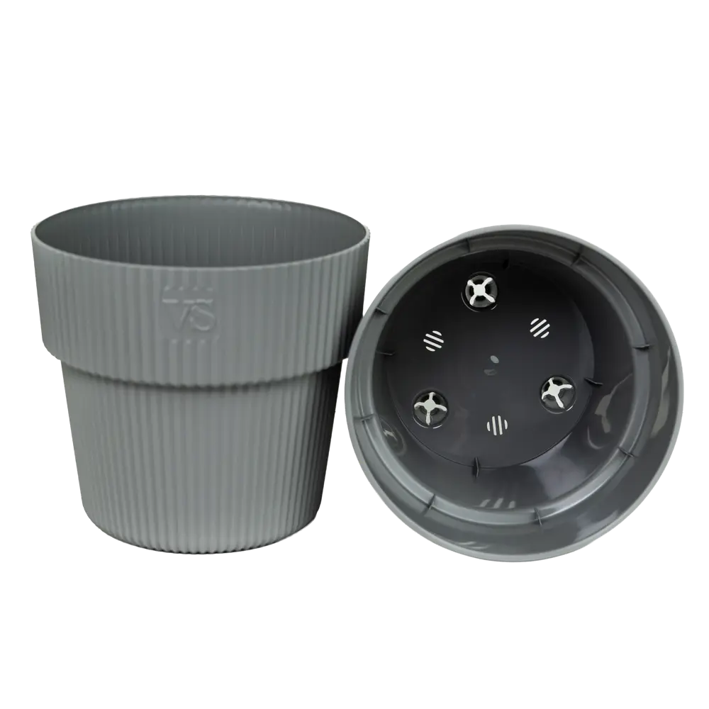 Горшок цветочный Amо Алемар 21x21x19 см v4.8 л пластик серый 89419492 STLM-2103229 Santreyd
