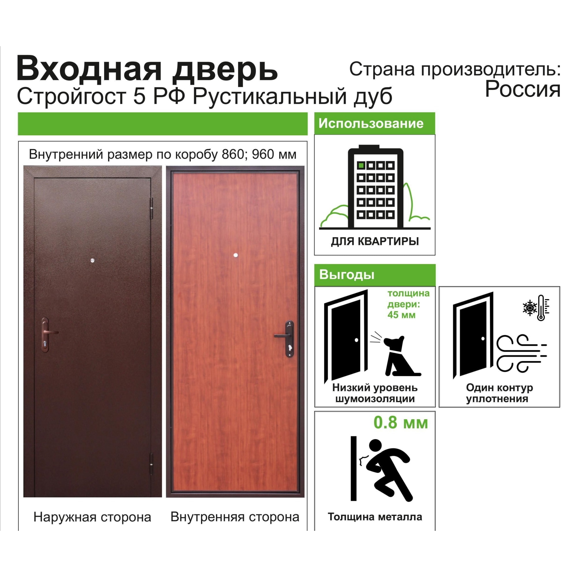 82127929 Дверь входная металлическая Стройгост 5, 960 мм, левая, цвет рустикальный дуб Santreyd  - Вид №9